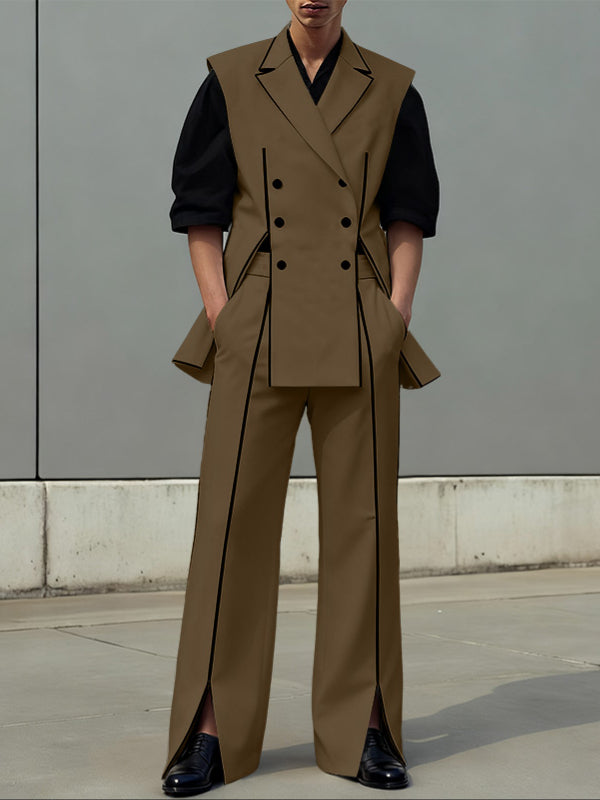 Men's Contrast Edge Casual Two Pieces Outfit SKUL47877