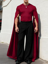 Men's Extra Long Split Knit Crew Neck T-Shirt SKUL49883