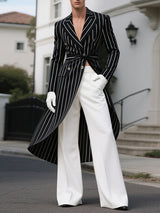 Men's Striped Asymmetrical Hem Long Sleeve Blazer SKUL33046