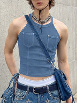 Men's Vintage Ribbed Slim Fit Cropped Utility Tank SKUL55360