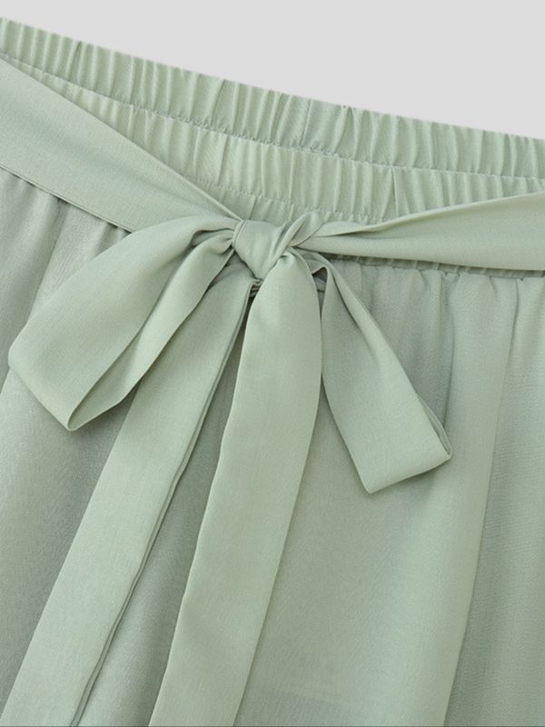 Men's Solid Color Bow Split Casual Short SKUL51763