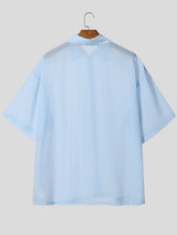 Men's Solid Color Semi Sheer Half Sleeve Shirt SKUL53040