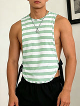 Men's Clubwear Striped Side Buckle Backless Cropped Tank SKUL63073