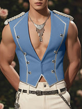 Men's Shiny Ribbon Double Breasted Casual Waistcoat SKUL23662