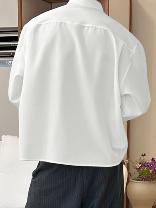 Men's Solid Color Pocket Long Sleeve Shirt SKUL43860