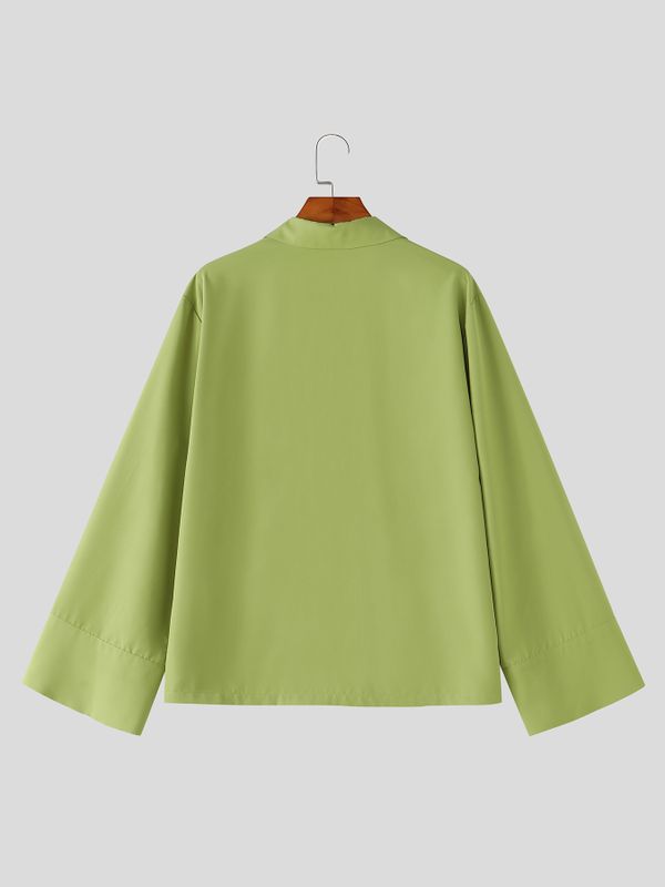 Men's Avant-Garde Deep V-Neck Cape Sleeve Drapey Shirt SKUL78050