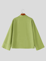 Men's Avant-Garde Deep V-Neck Cape Sleeve Drapey Shirt SKUL78050