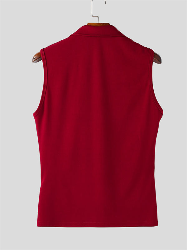 Mens Floral Print Contrast Color Sleeveless Shirt SKUL18004