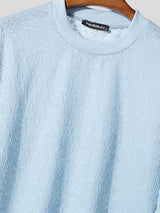 Men's Jacquard Sheer Knit 3/4 Length Sleeve T-Shirt SKUL38885