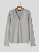 Men's Solid Color Textured Long Sleeve T-Shirt SKUL39984