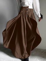 Men's Avant-Garde Victorian Hakama-Style Maxi Wide-Leg Skirt-Pant SKUL73674