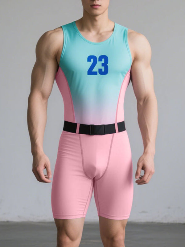 Men's Gradient Number Print Bodysuit SKUL18673
