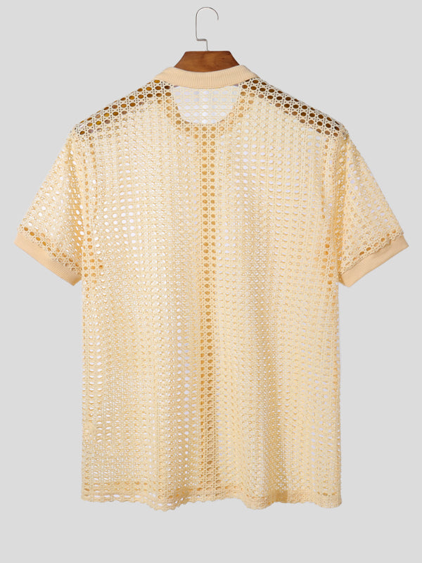 Men's Sheer Mesh Short Sleeve Shirt SKUL19721
