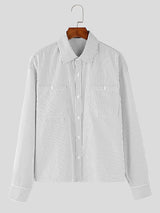 Mens Loose-Fit Striped Long Sleeve Shirt SKUK98830