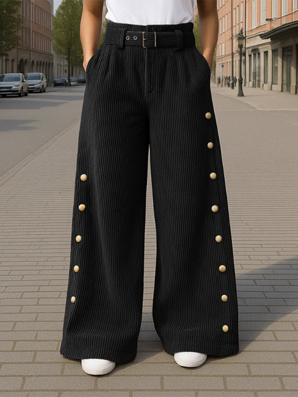 Men's Metal Buckle Patchwork Textured Casual Pant SKUL22237