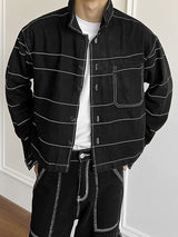 Men's Retro Striped Long Sleeve Jacket SKUL35276