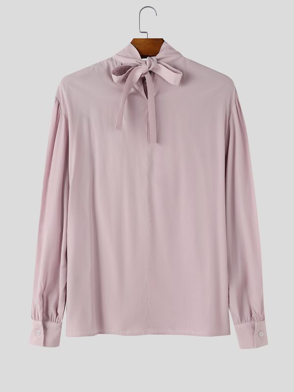 Men's Retro Party Cascading Ruffle Jabot Floral Embroidery Long Sleeve High Neck Shirt SKUL81113