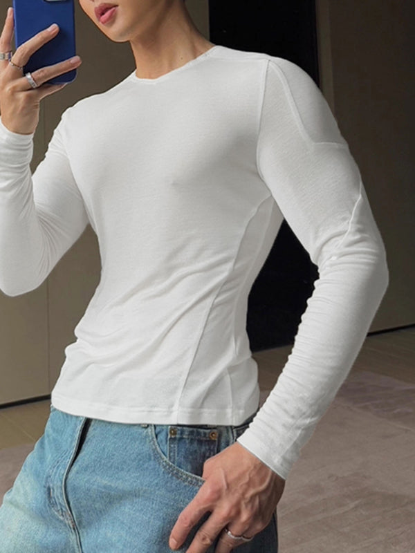 Men's Solid Knit Base Layer Long Sleeve T-Shirt SKUL23683