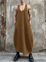 Men's Solid Color Oversized U-Neck Dress SKUL57275