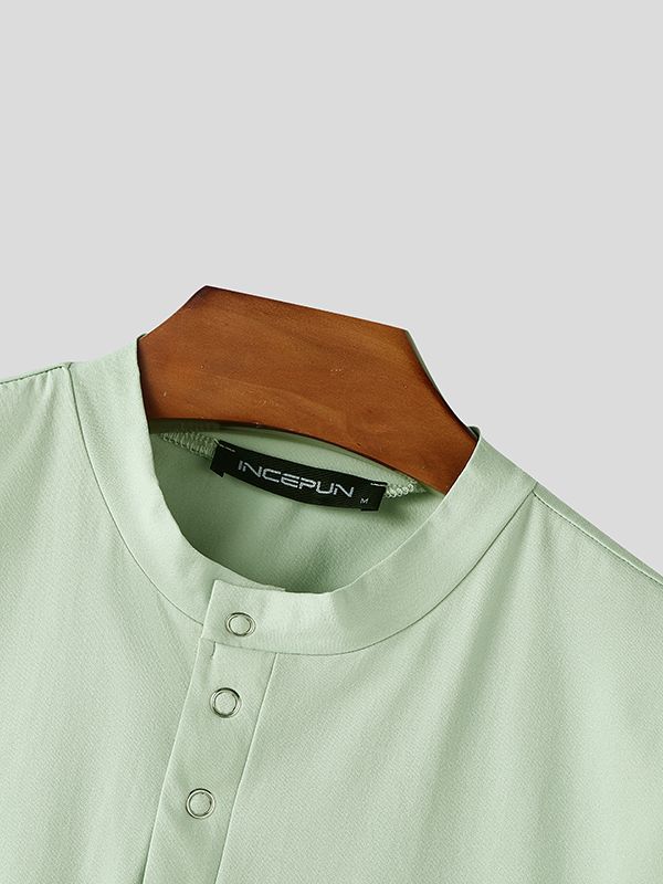 Men's Solid Color Textured Button Tank SKUL46091