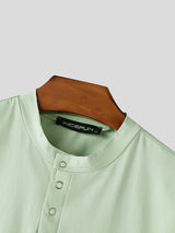 Men's Solid Color Textured Button Tank SKUL46091