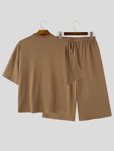 Men's Casual High Street Cityboy Oversized Solid Two Pieces Outfit SKUL71295