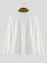 Men's Color Block Slim Fit Zipper Long Sleeve T-Shirt SKUL28130