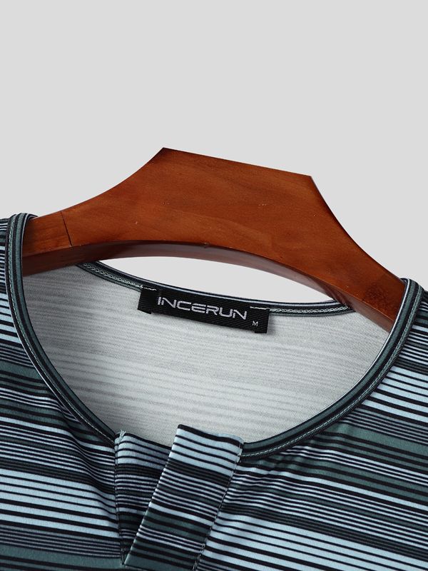 Men's Casual Striped Long Sleeve T-Shirt SKUL36396