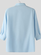 Men's Asymmetric Placket Abstract Print Long Sleeve Shirt SKUL50042