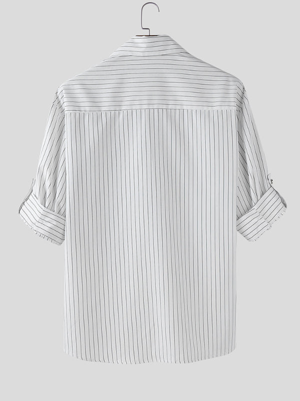 Men's Minimalist Striped Half Sleeve Shirt SKUL28498
