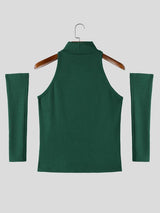 Men's Rib-Knit Mock Neck Halter T-shirt SKUL56679