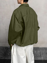 Men's Slant Placket Loose Long Sleeve Shirt SKUL32995