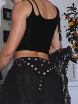 Men's Solid Color Lace-Up Patchwork Cropped Tank SKUL15375