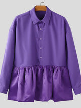 Men's Satin Patchwork Long Sleeve Shirt SKUL38537