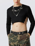 Mens Chain Long Sleeve Knit Crop Top SKUK08343