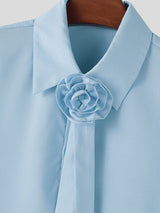 Men's 3D Floral Embellished Tie Design Short Sleeve Shirt SKUL45368