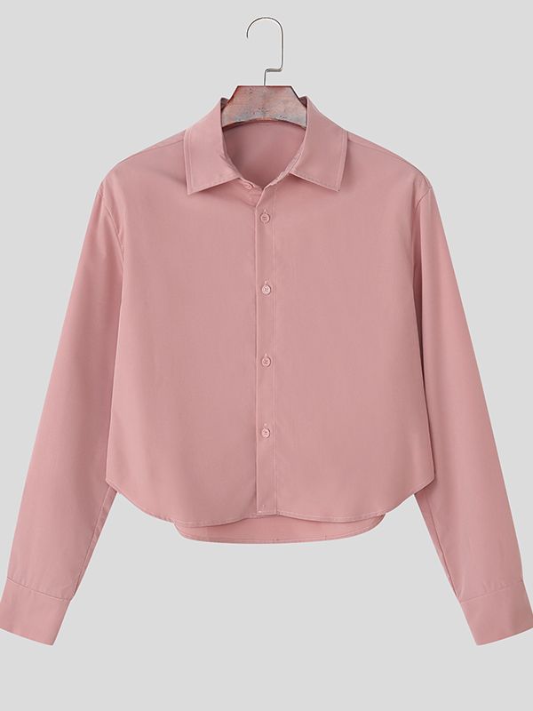 Men's Back Cutout Cropped Long Sleeve Shirt SKUL43730