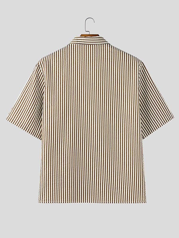 Mens Casual Striped Short Sleeve Shirt SKUL06502