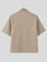 Mens Casual Striped Short Sleeve Shirt SKUL06502