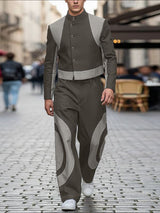 Men's Contrast Color Casual Two Pieces Outfit SKUL41380