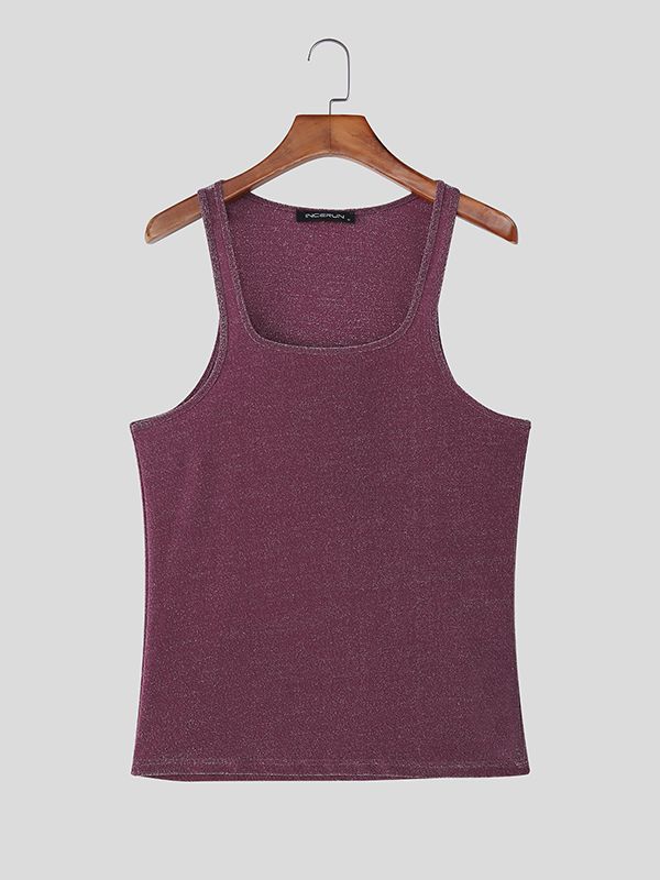 Men's Shiny Square Neck Casual Tank SKUL38050
