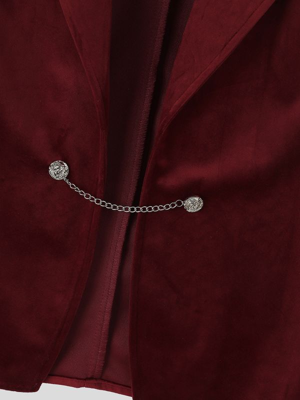 Men's Retro Quiet Luxury Cocktail Party Faux Suede Metal Chain Link Sleeveless Lapel Collar Waistcoat SKUL83165