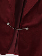 Men's Retro Quiet Luxury Cocktail Party Faux Suede Metal Chain Link Sleeveless Lapel Collar Waistcoat SKUL83165