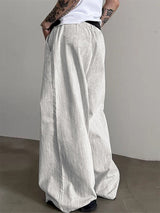 Mens Textured Wide-Leg Loose Casual Pant SKUL15956