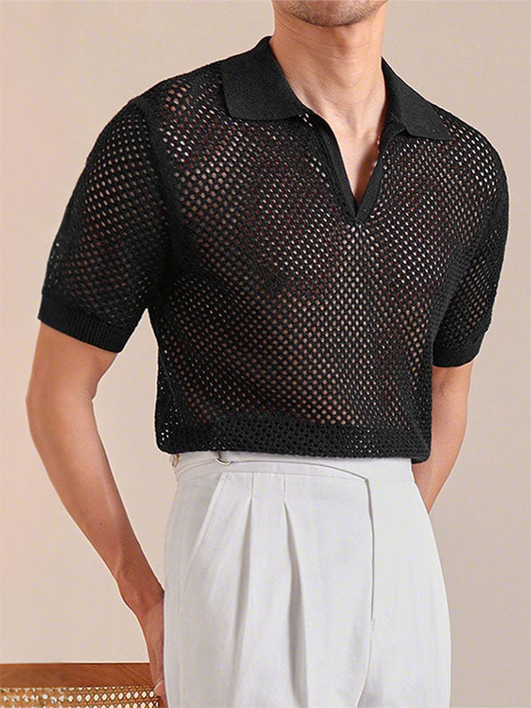 Men's Solid Color Sheer Mesh Short Sleeve T-Shirt SKUL17025