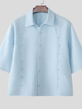 Men's Avant-Garde High Street Multi-Button Deconstructed Relaxed Short Sleeve Shirt SKUL60138
