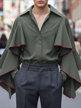 Men's Color Block Ruffle Patchwork Long Sleeve Shirt SKUL42662