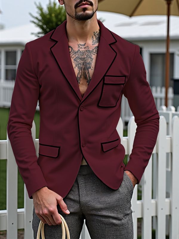 Men's Bold Edge Contrast Long Sleeve Blazer SKUL29610