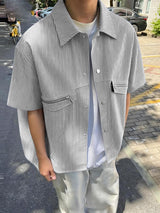 Men's Striped Utility Short Sleeve Shirt SKUL58657