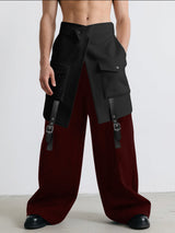 Men's Belt Patchwork Colorblock Layered Casual Pant SKUL31929